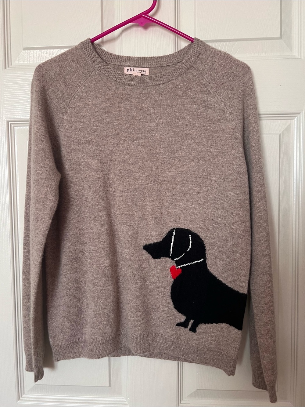 Philosophy Cashmere Dachshund Intarsia Sweater - 100% Cashmere, NWOT, Size M